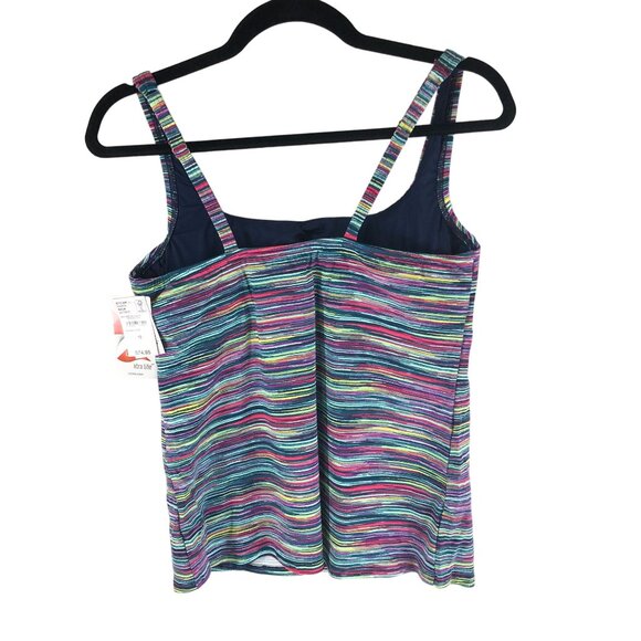 Lands End Chlorine Resistant Square Neck Underwire Tankini Swimsuit Top Blue 4 - Picture 2 of 3